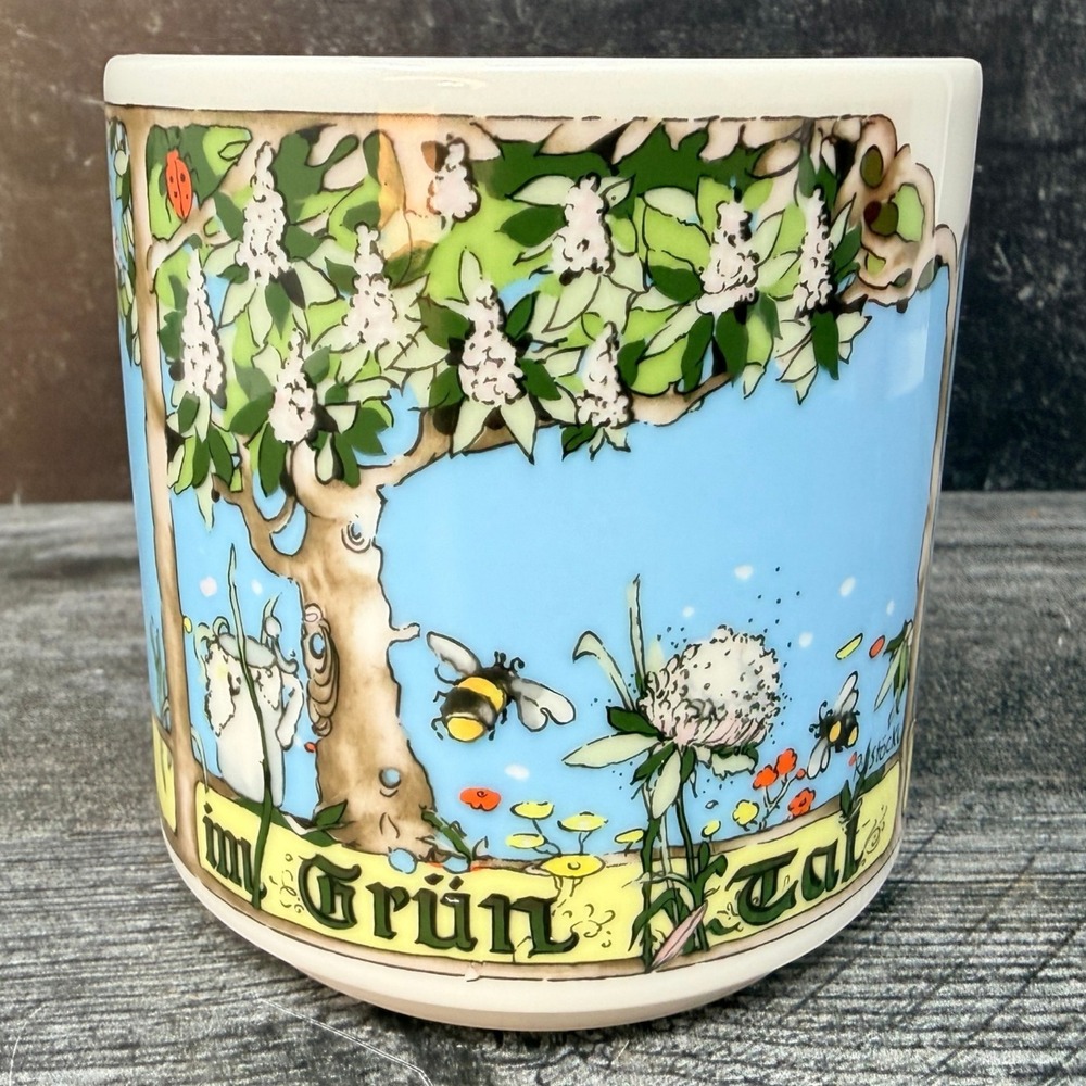 Schonwald Mug Grun Tal Haferl Porcelain Blue Bee 10oz Im Grun Tal Germany 1970s